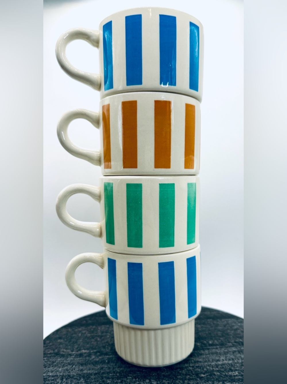🍵 4 Vintage McCoy Stackable Mugs, Made in USA, c. 1960s - the Ultimate MCM!